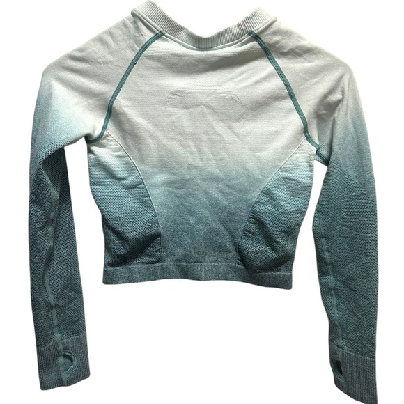 Women's Gradient Long Sleeve ombre turquoise Top - Picture 1 of 3